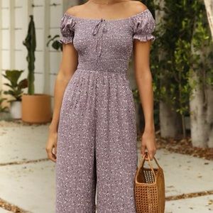 Floral (mauve ) off the shoulder jumpsuit